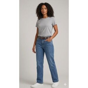 Lee Relaxed Straight Leg At The Waist Women's 10 Long Jeans Dark Wash Pants